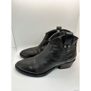 Sauro Cruciani Women's Western Black Leather Ankle Bootie's Size 41 US10‎